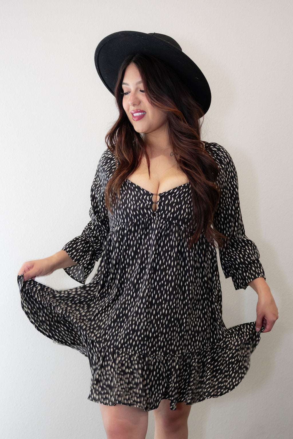 Midnight Breeze Boho Babydoll Dress
